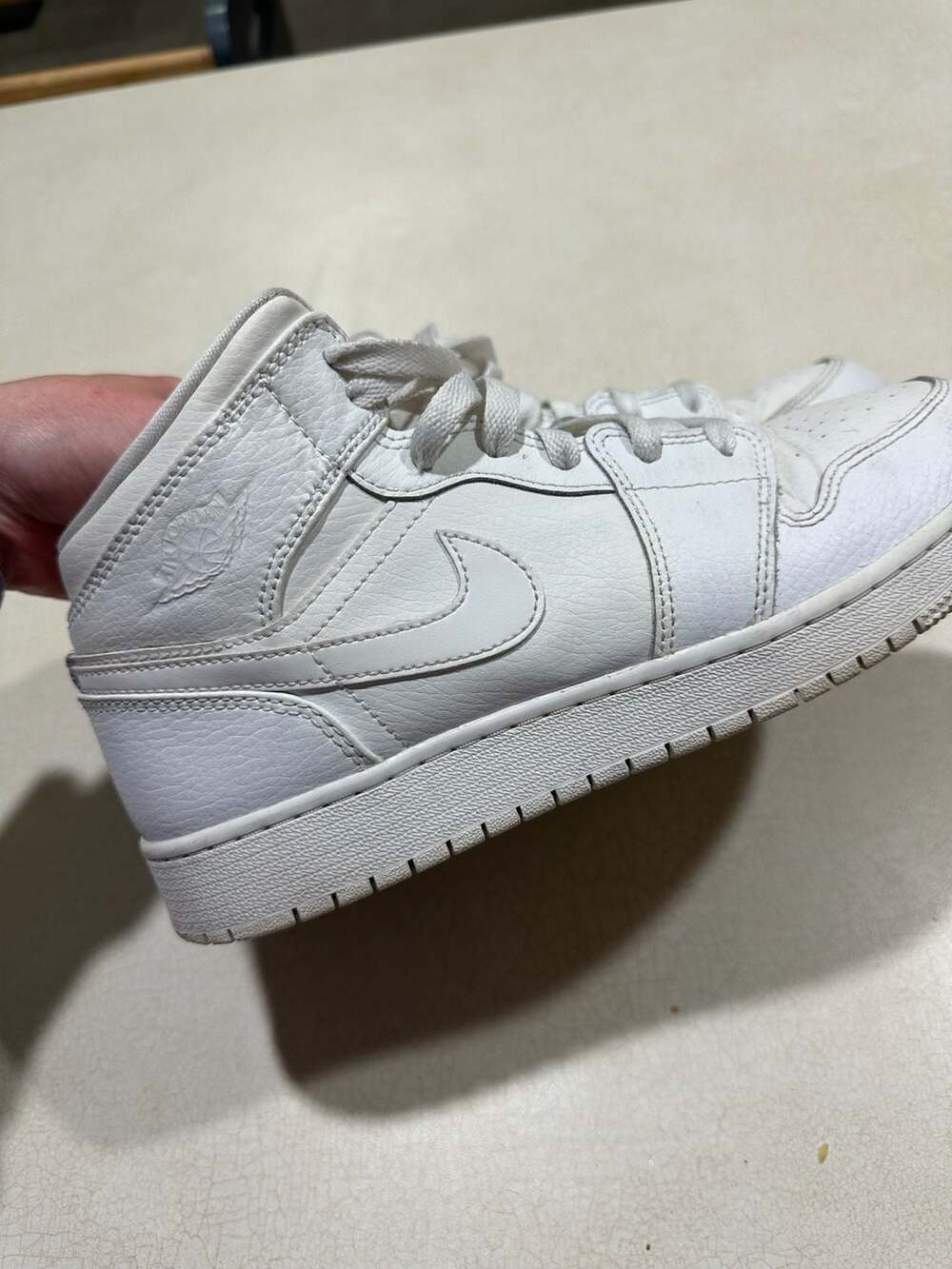 Jordan Kids Jordan 1 Mid "Triple White" Sneakers